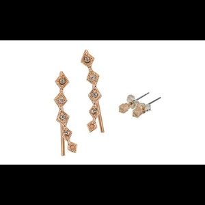 Crawler earring by Luv AJ. Brass-plated Rose Gold.